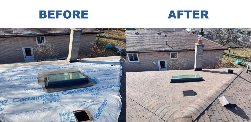 Roof replacement before and after in Richmond Hill by Expert Roofers LTD