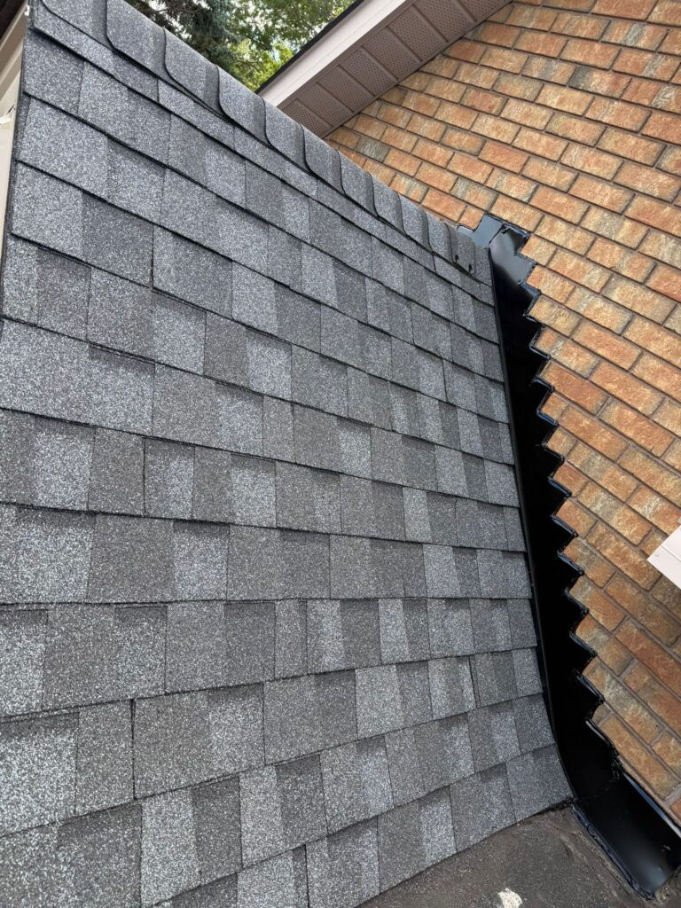 roof repair completed with new shingles and flashing installed in Toronto