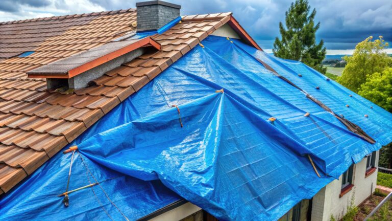 roof leak repair toronto tarp covering roof