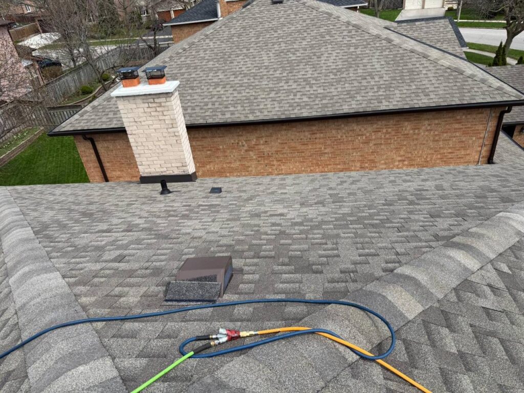 Completed roof repair project in North York with new protective roofing system installed