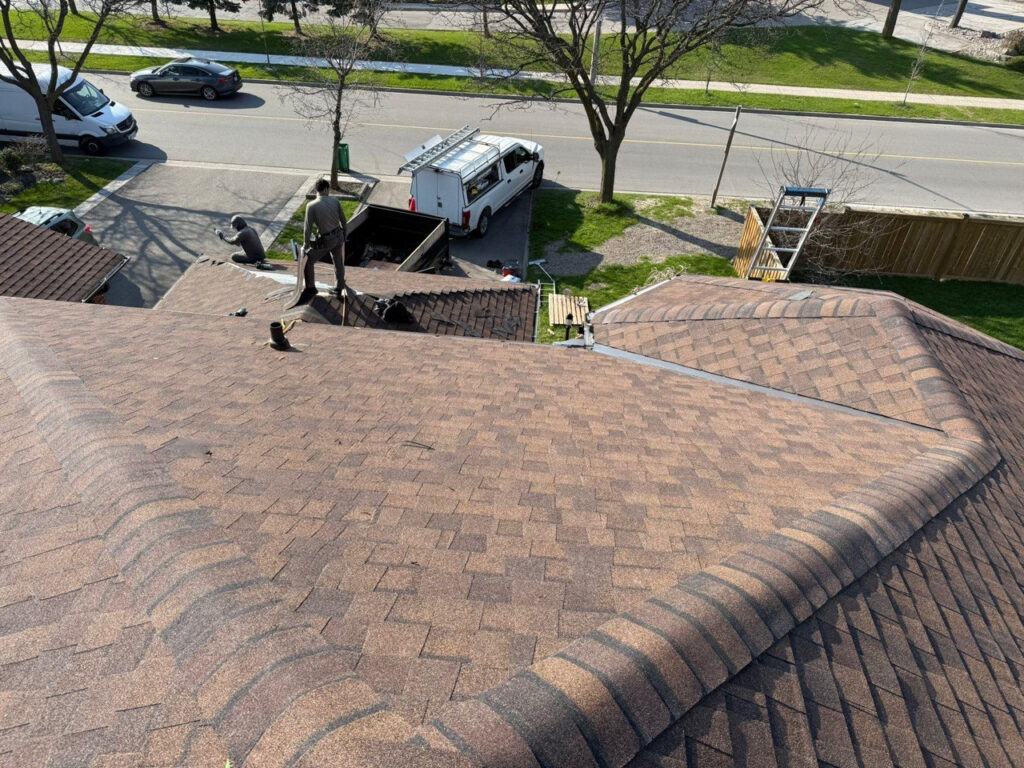 Completed roof replacement in North York with new asphalt shingles installed professionally for long-lasting protection and improved curb appeal.