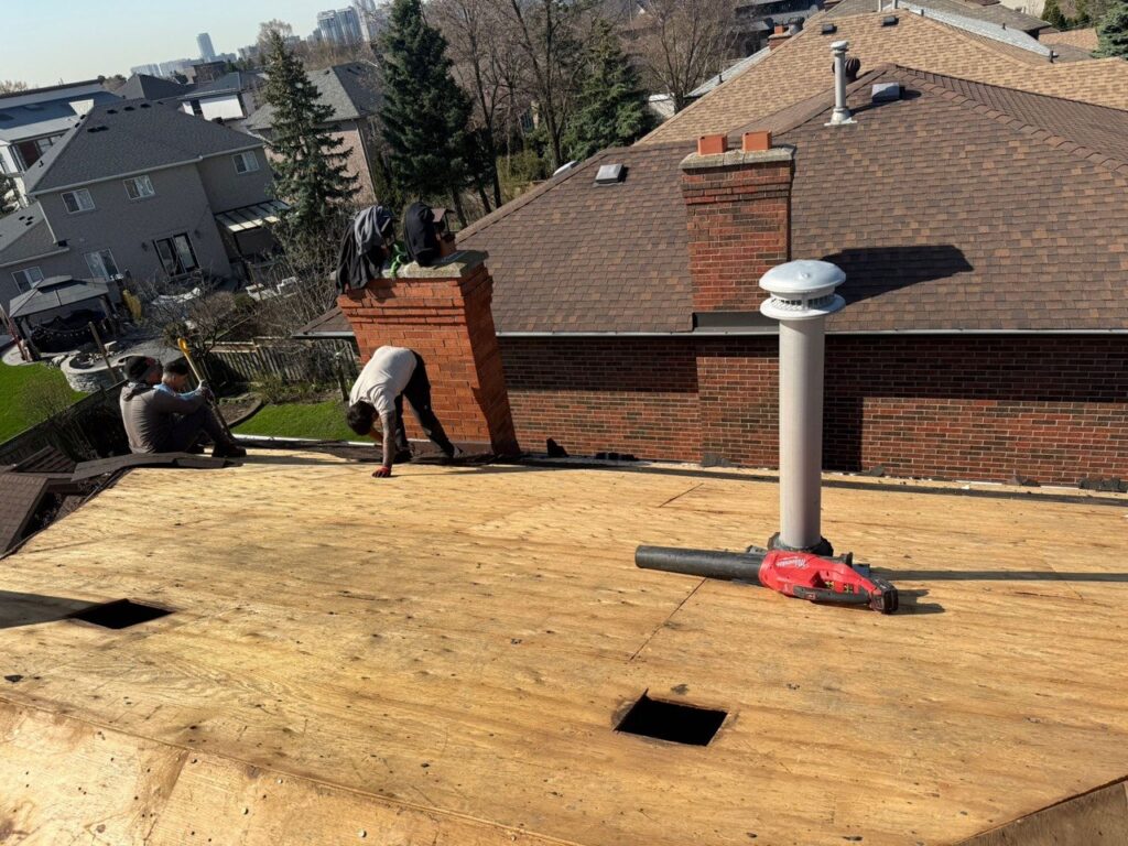Roof underlayment installation during roof replacement and repair in North York