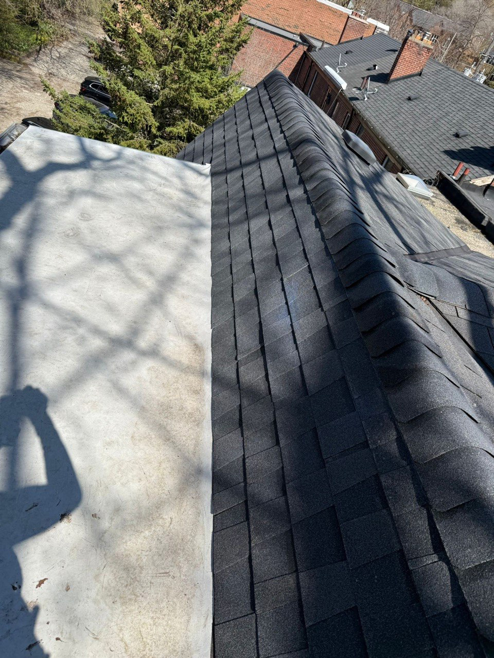 Completed asphalt shingle roof repair in Thornhill