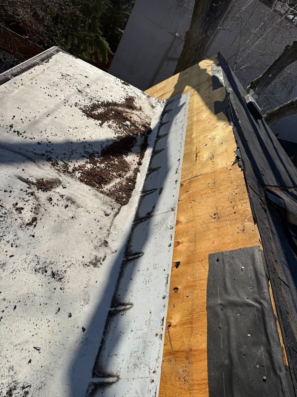 Damaged roof decking discovered during roof repair in Thornhill