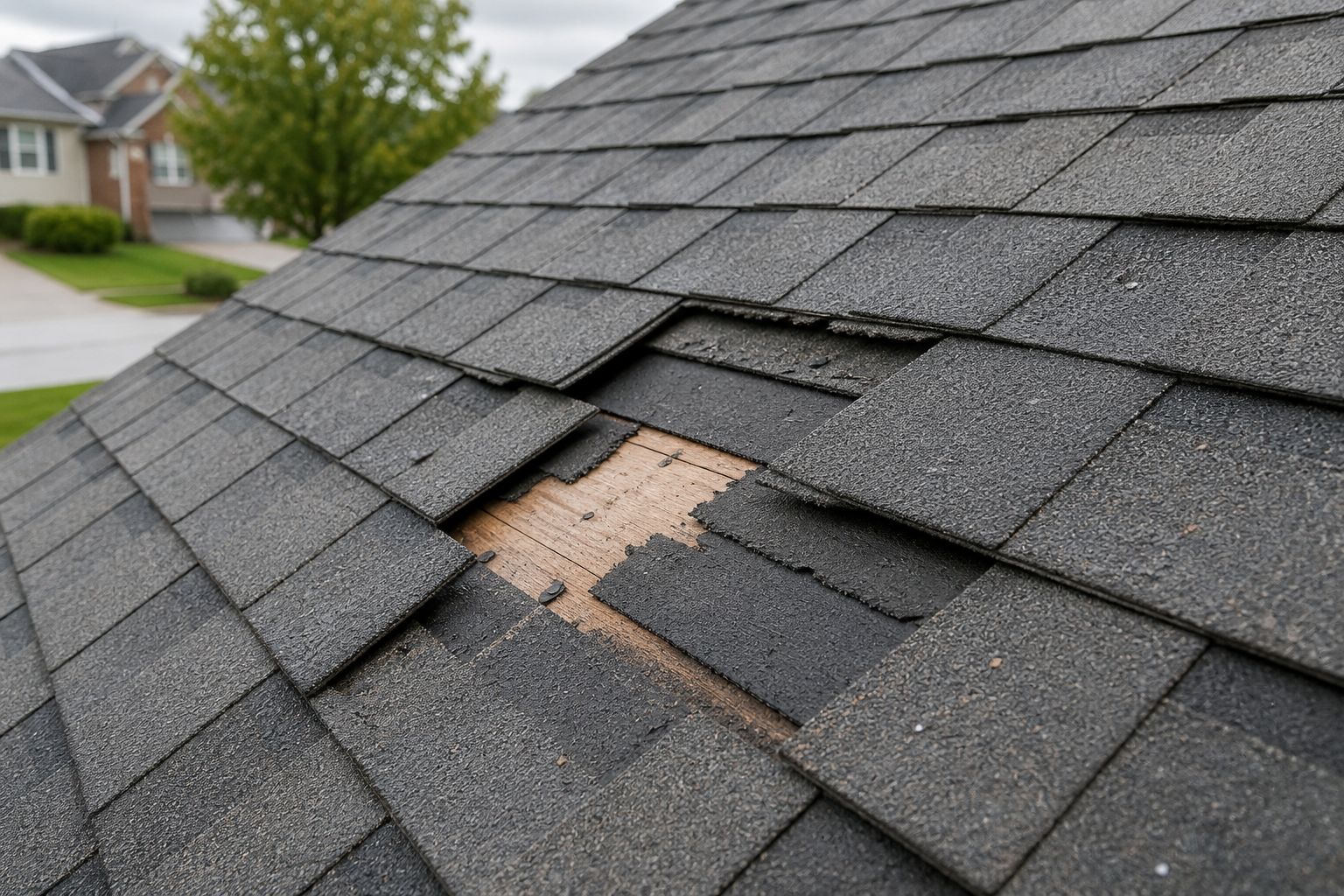 Localized shingle damage on Toronto roof