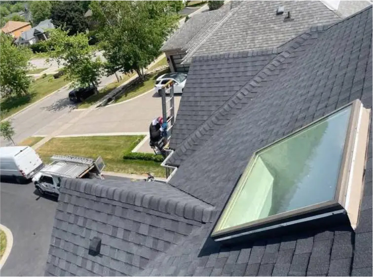 Skylight and surrounding shingle roof on a Thornhill home